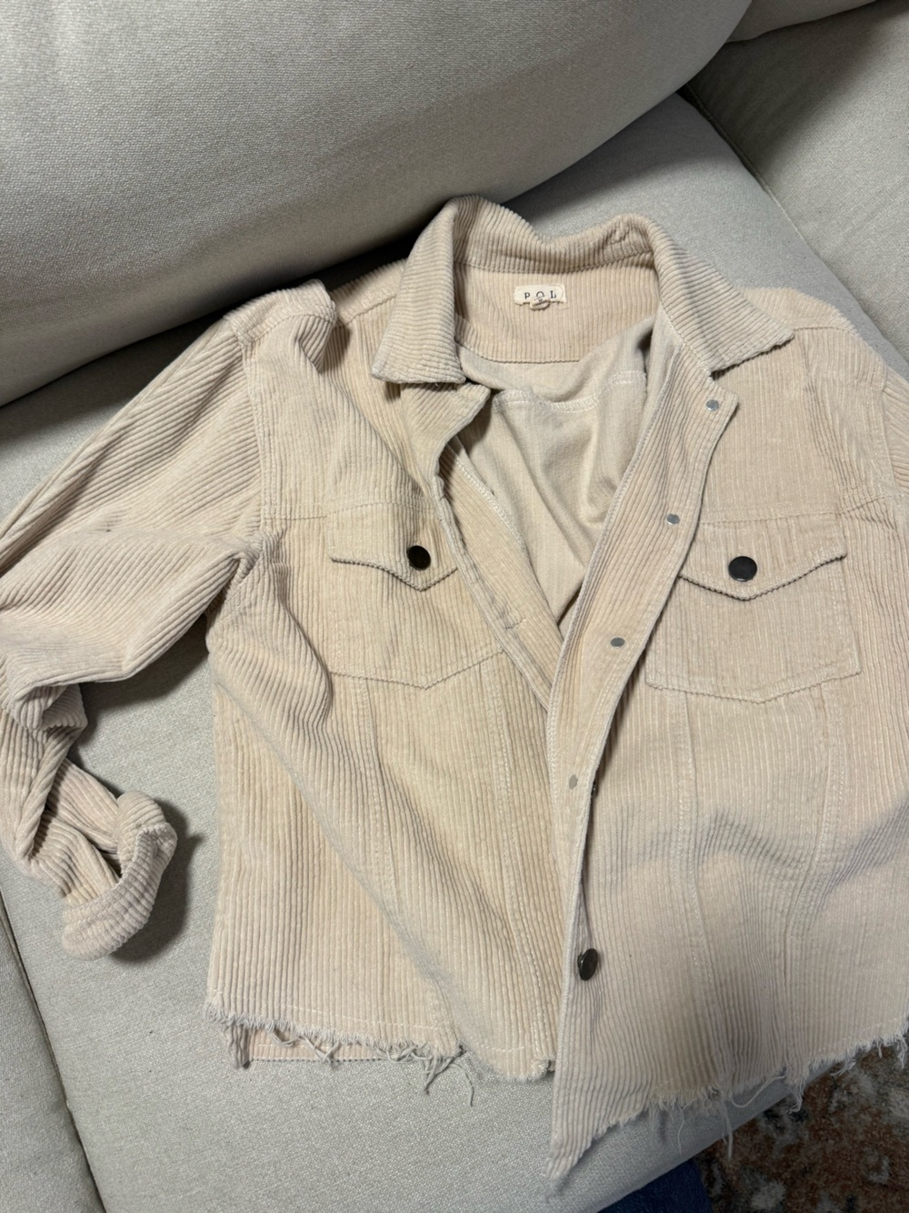 POL Cream Corduroy Button Jacket